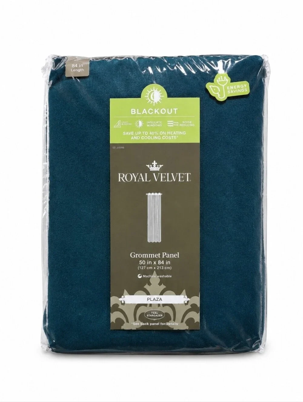 Royal Velvet Plaza Blackout Curtains Teal Stargazer 50x84 - Set of 2